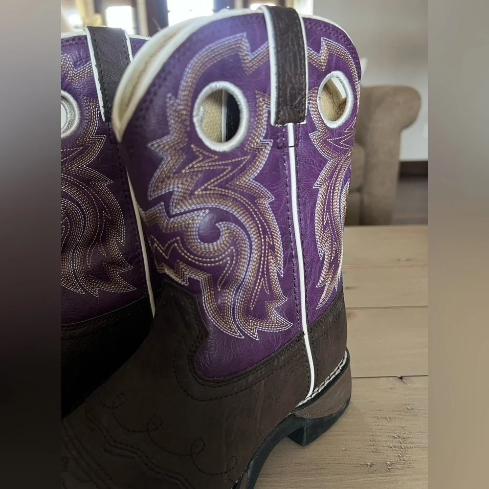 New Durango Kids Western Boots - Purple and Brown